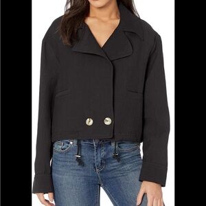 ASTR Black Cropped Button-Front Jacket